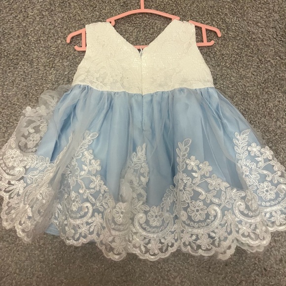 SHEIN *NEW* Light Blue and White Floral Lace Baby Dress - Picture 1 of 2